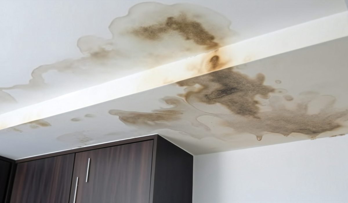 Ceiling Stain and Water-Damaged Roof due to Roof Leakage Ceiling Stain and Water-Damaged Roof due to Roof Leakage